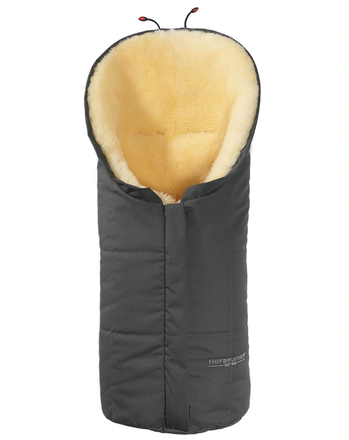 Lammfell-Fußsack ESKIMO für Kinderwagen in grau