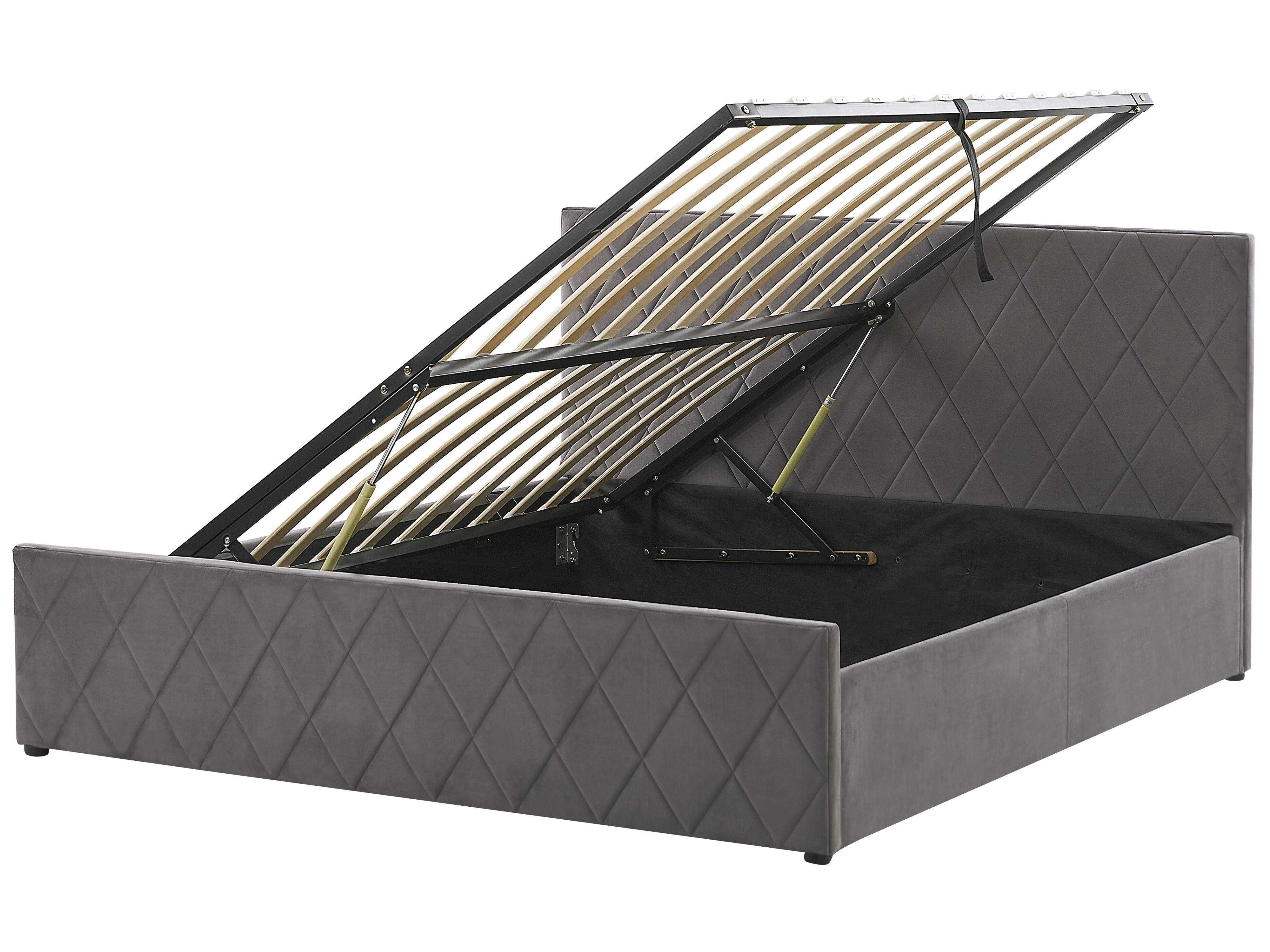 Bed met opbergruimte Fluweel ROCHEFORT 180 x 200 cm Grijs