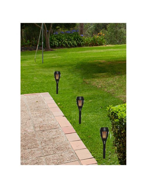 Lumineo Solar Fakkel Vlam Effect - Tuinverlichting - Ø8x27 cm Zwart 4 stuks 12 Led