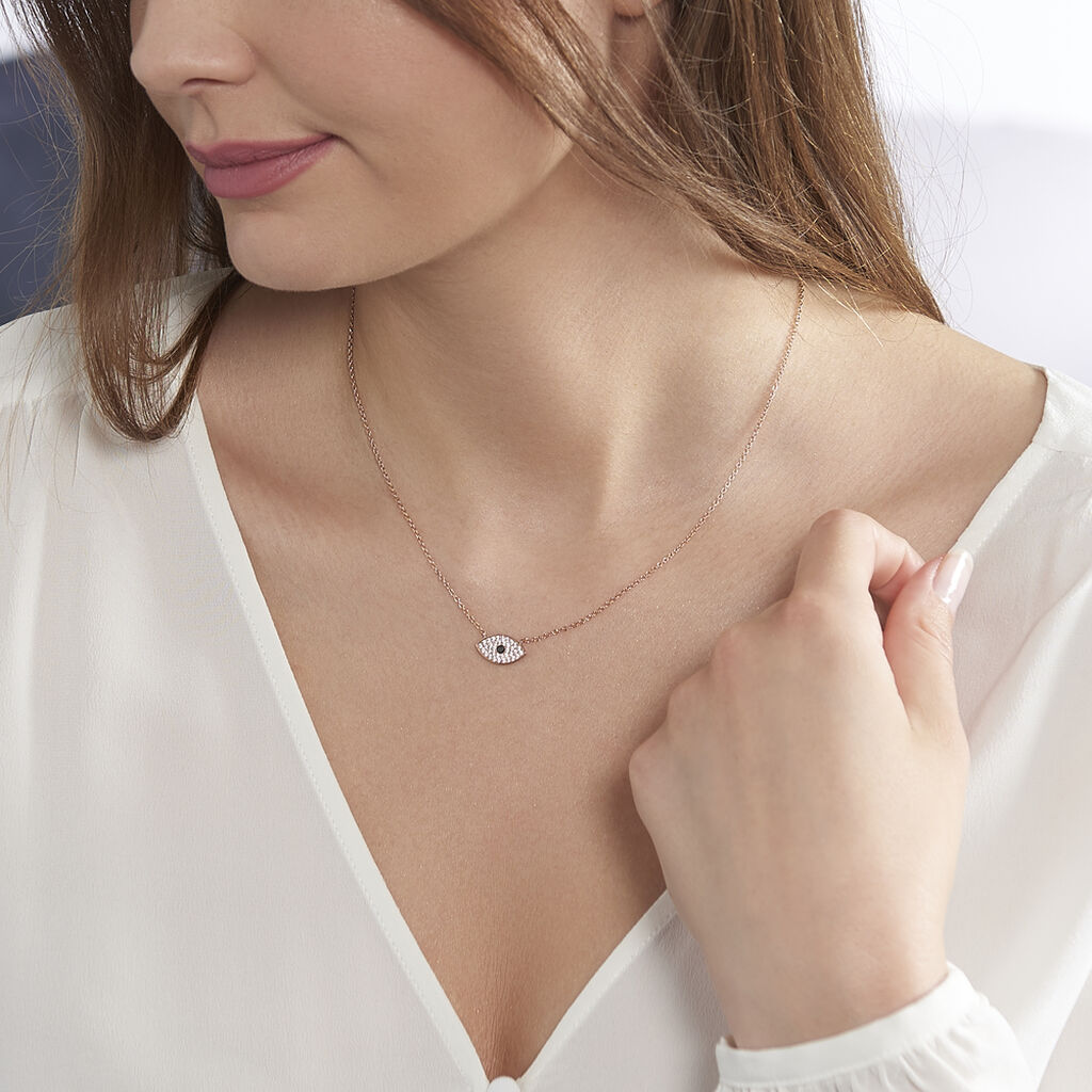 Collier Eldia Argent Rose Oxyde De Zirconium Diamant