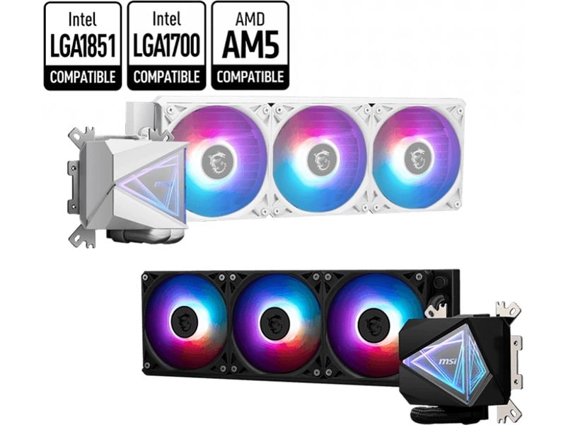 MSI Wasserkühlung MAG CORELIQUID I360 WHITE MSI MAG CORELIQUID I360 WHITE Computerkühlsystem Prozessor All-in-One-Flüssigkeitskühler 12 cm Weiss 1 Stück(e)