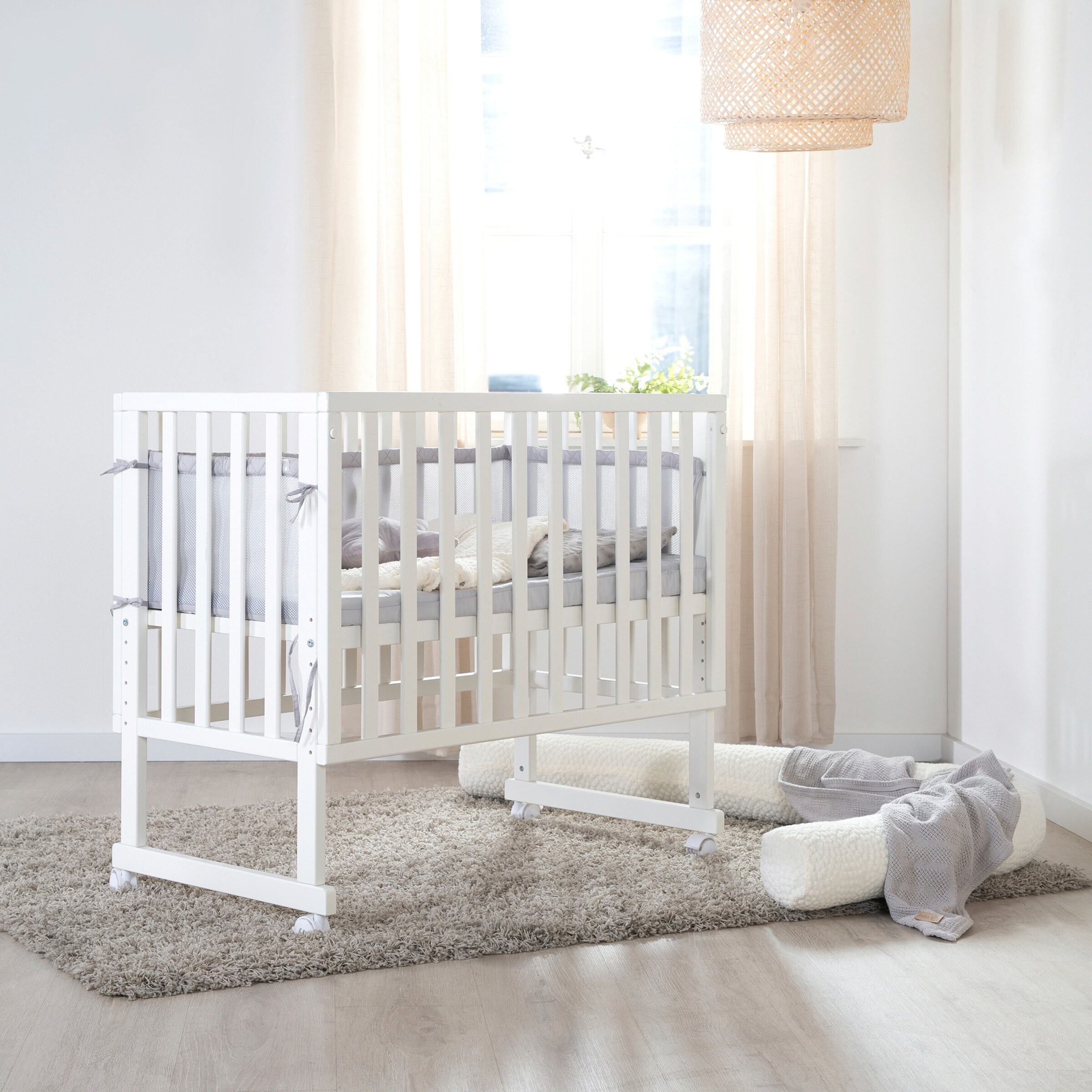 roba Stuben- & Beistellbett 3in1 mit Barriere  roba Style grau
