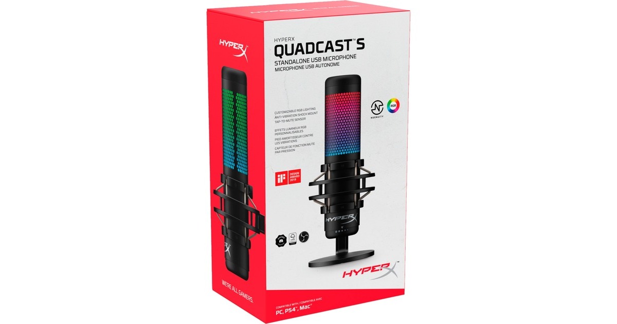 HyperXQuadCast S microfoon  (Zwart, RGB led)
