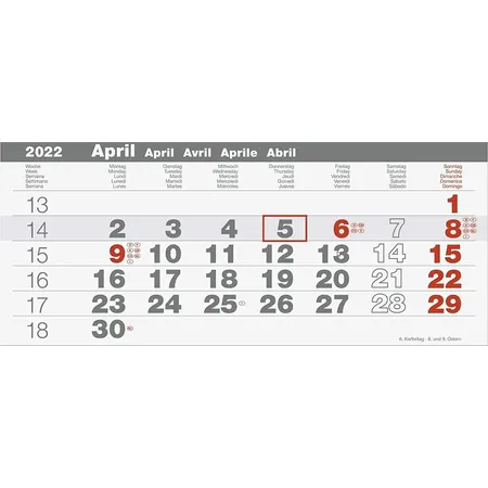 Glocken Dreimonatskalender 29 x 52 cm, 2022