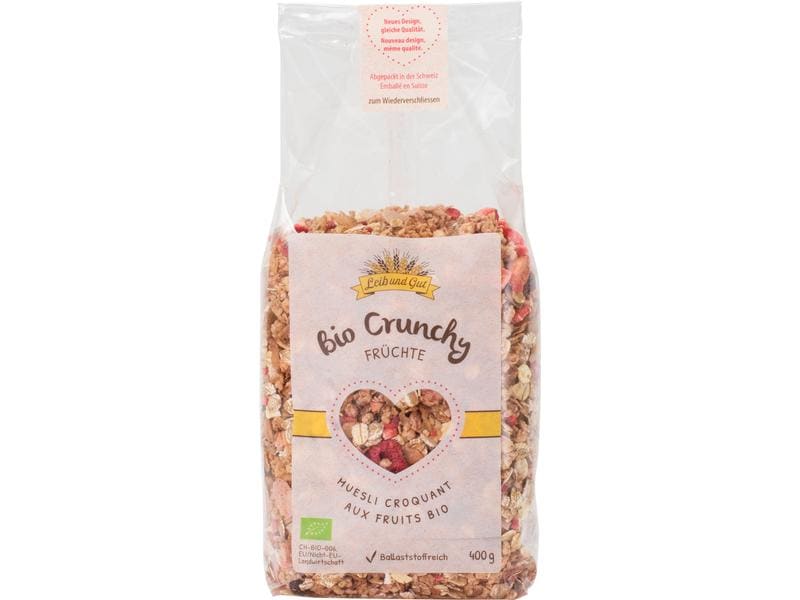 Leib und Gut Müesli Bio Crunchy Früchte 400 g Knuspermüesli mit Früchten in Bio-Qualität