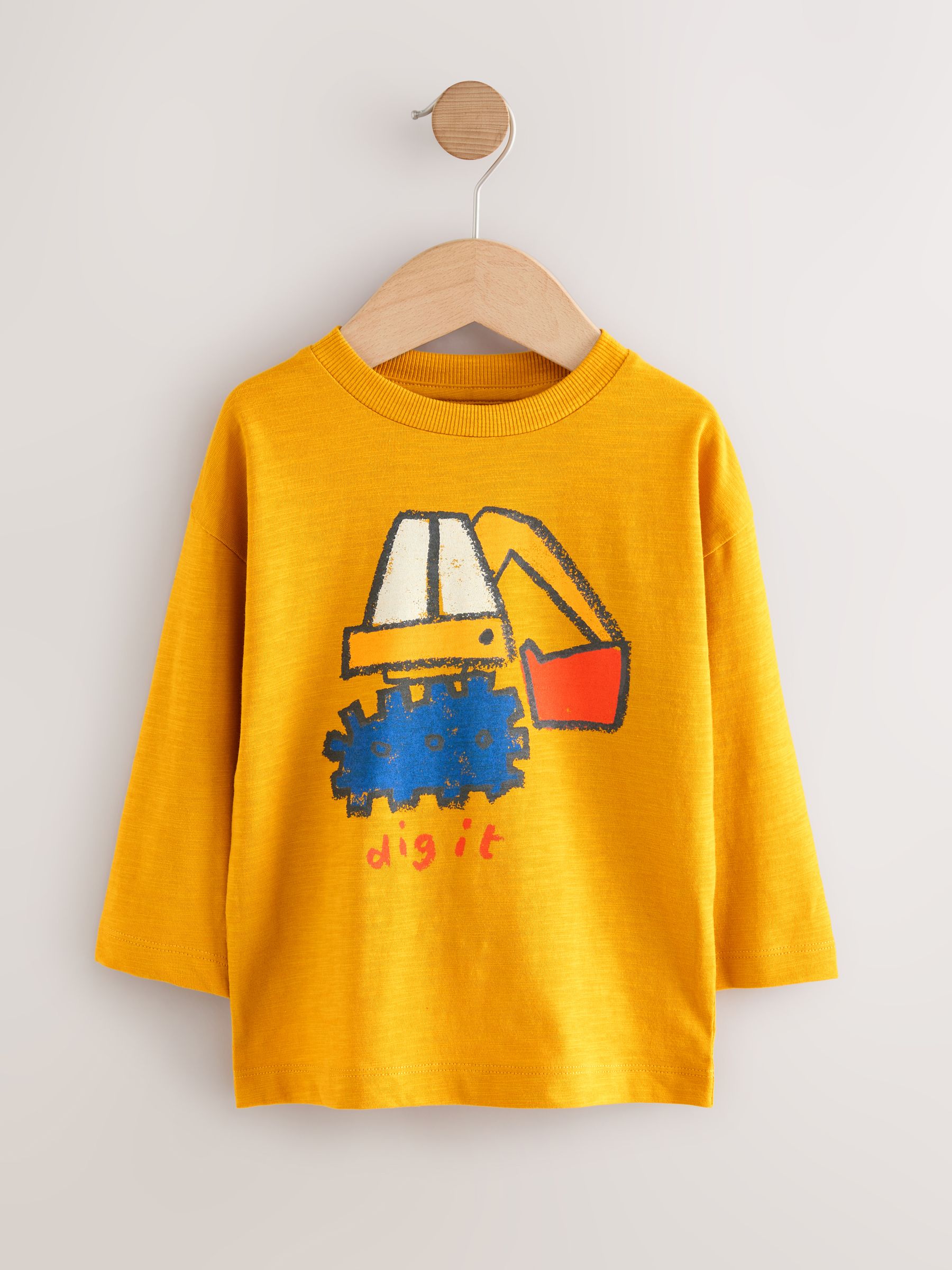 Meerkleurige Digger - Set van 3 T-shirts met grafische print en lange mouwen (3mnd-7jr)