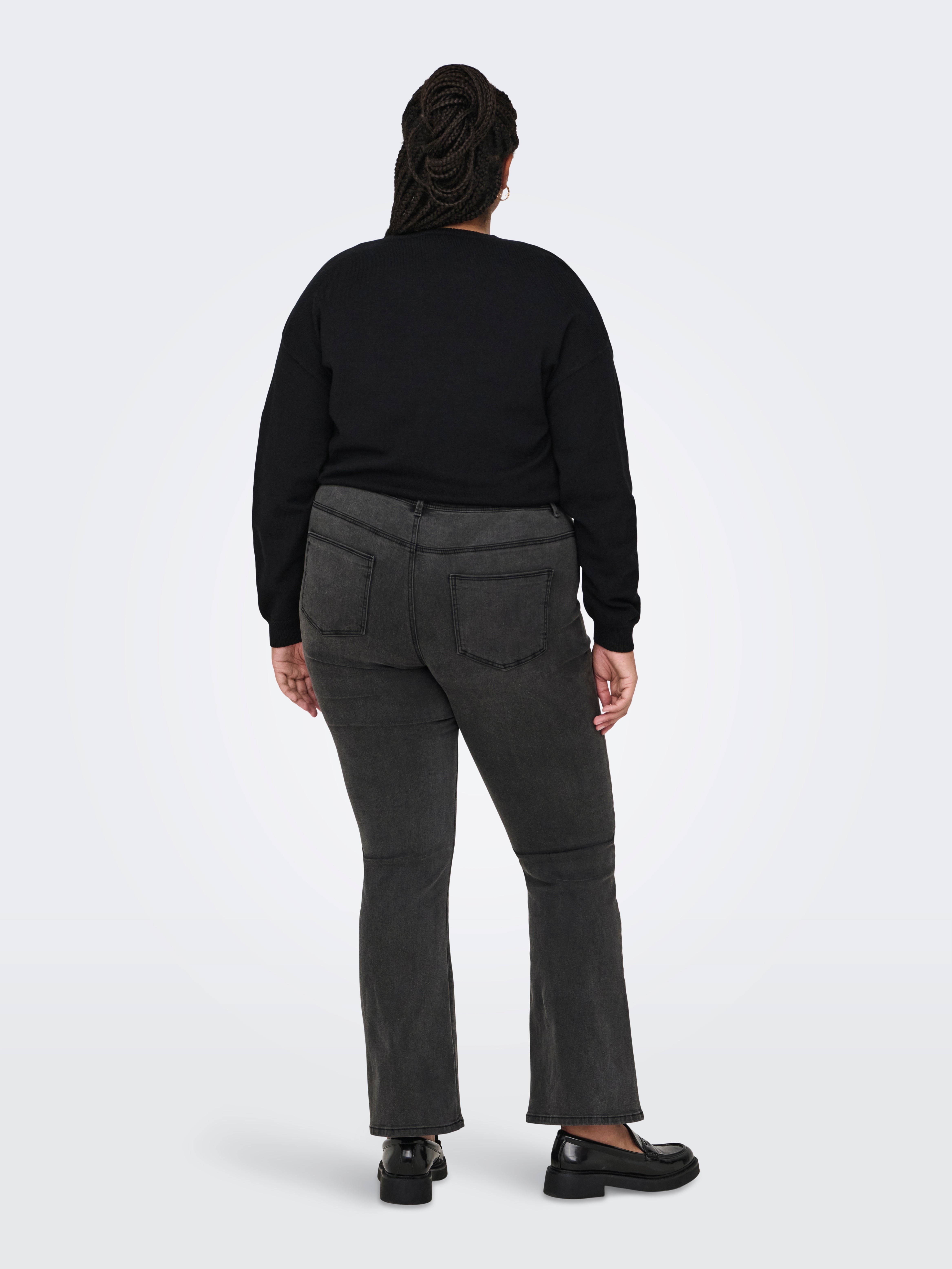 CARALLY Hohe Taille Ausgestellt Jeans Dark Grey Denim