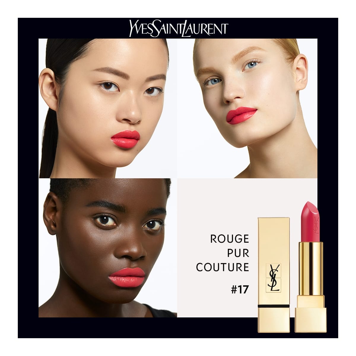 YVES SAINT LAURENT Rouge Pur Couture Rouge à Lèvres Satiné Longue Tenue et Confort
