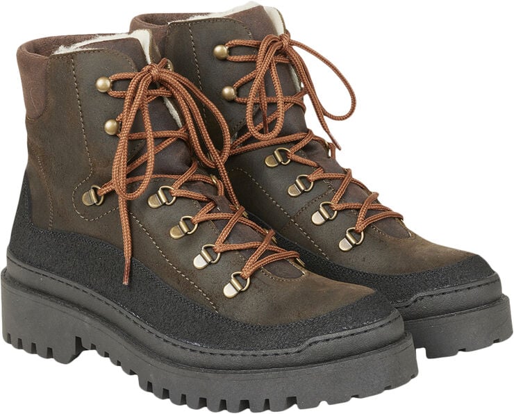 ANGULUS Snørestøvle med uldfoer 1321/1720/1719 black/olive/bro