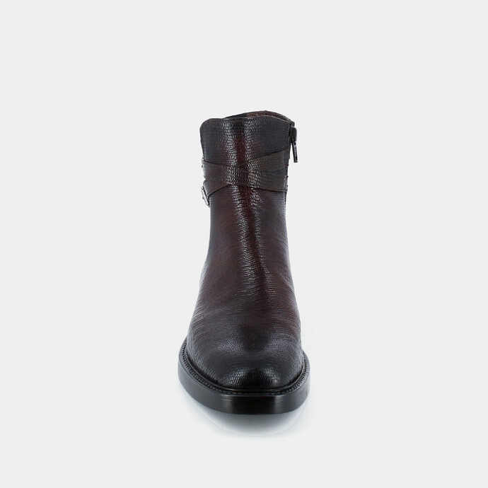 Bottines à boucles fines  en reptile marron