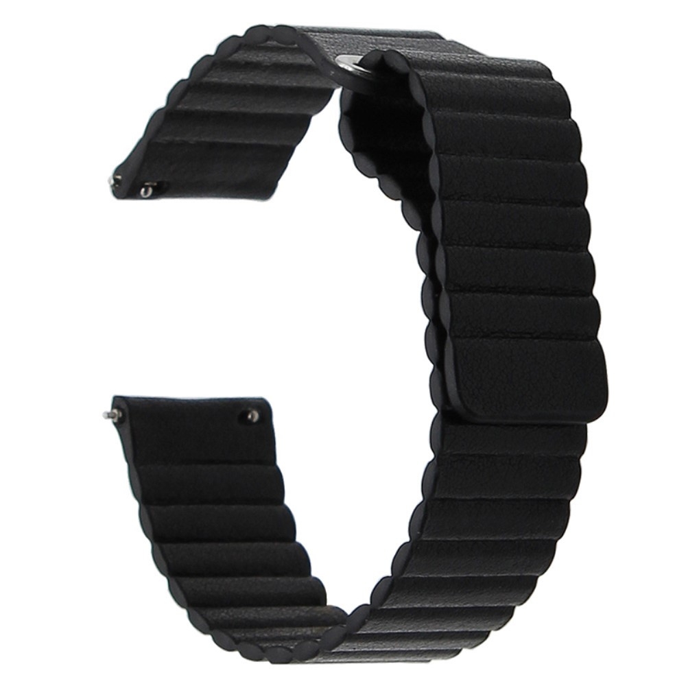 Samsung Galaxy Watch 42mm / Watch Active 2 / Watch Active / Gear Sport Echtleder Armband mit Magnetverschluss (Gelenkumfang 175-220 mm) - Schwarz