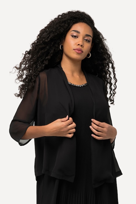 Chiffonjacke, Oversized, Schalkragen, 3/4-Arm