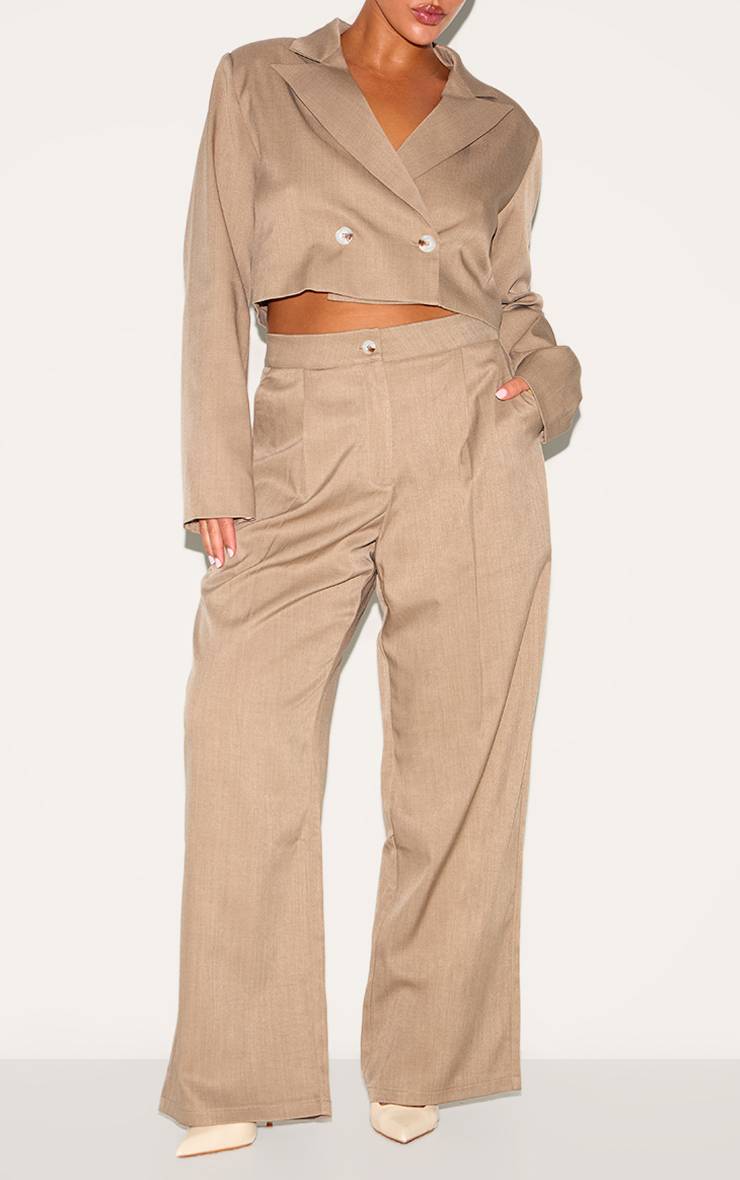 Champignon Pantalon Large Tailleur Tissé Grande Taille Coordonné