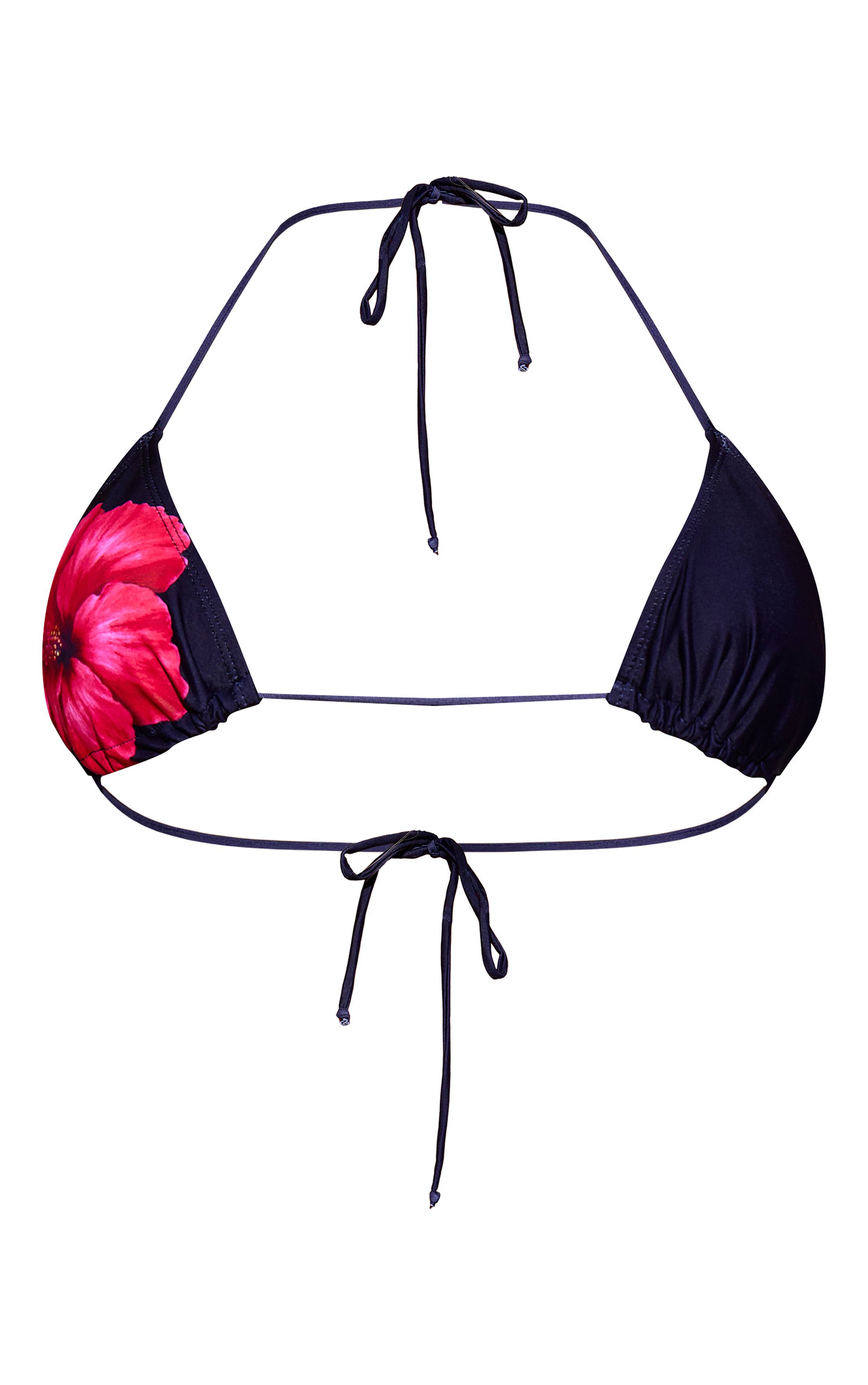 Noir Haut De Bikini Triangle À Imprimé Hibiscus