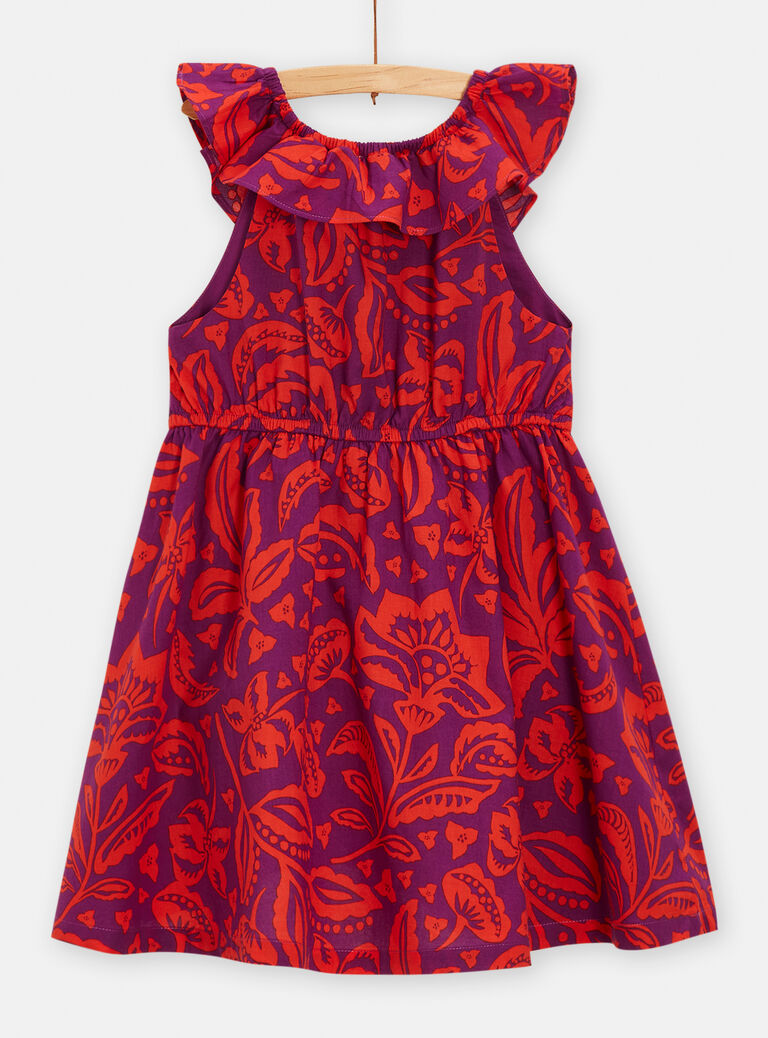 Robe chemise violette à imprimé fleuri pour fille