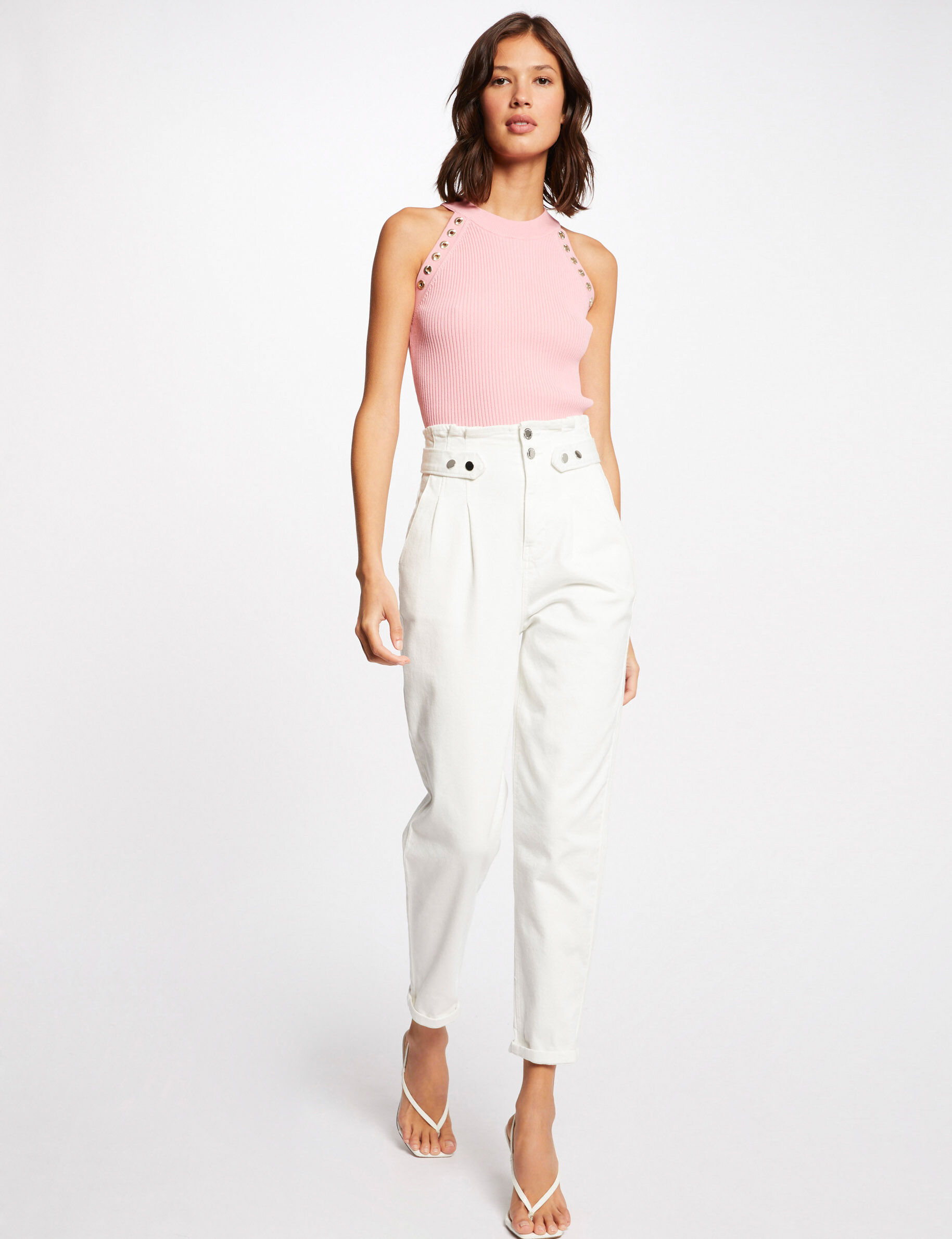 Pull débardeur avec encolure américaine rose femme - rose