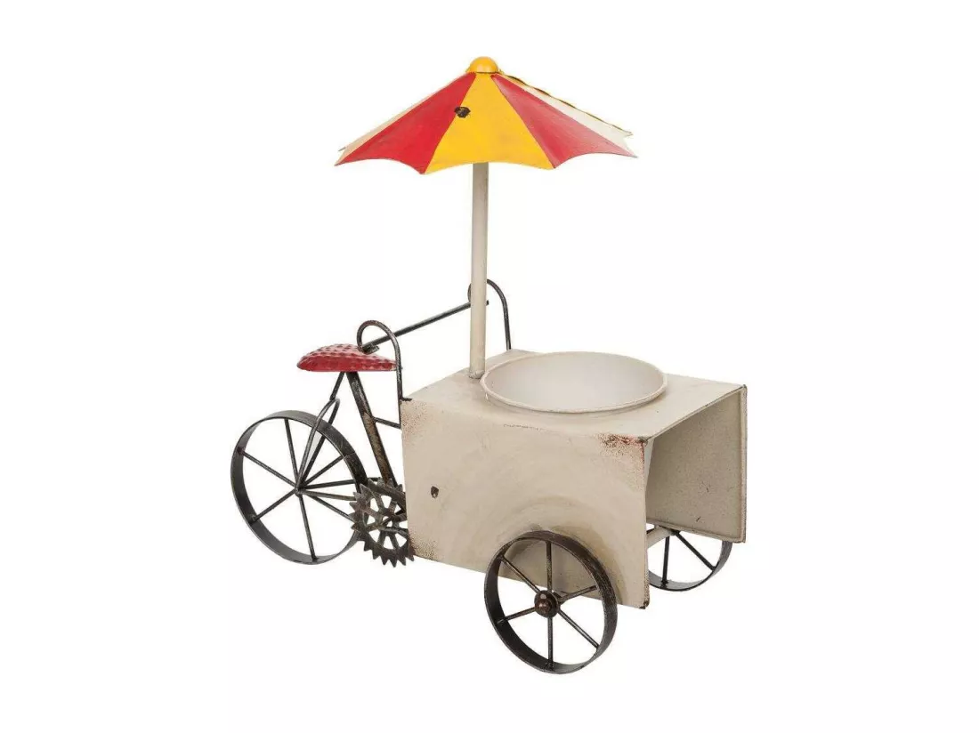 Tricycle porte-fleurs en métal 34x16,5x37h