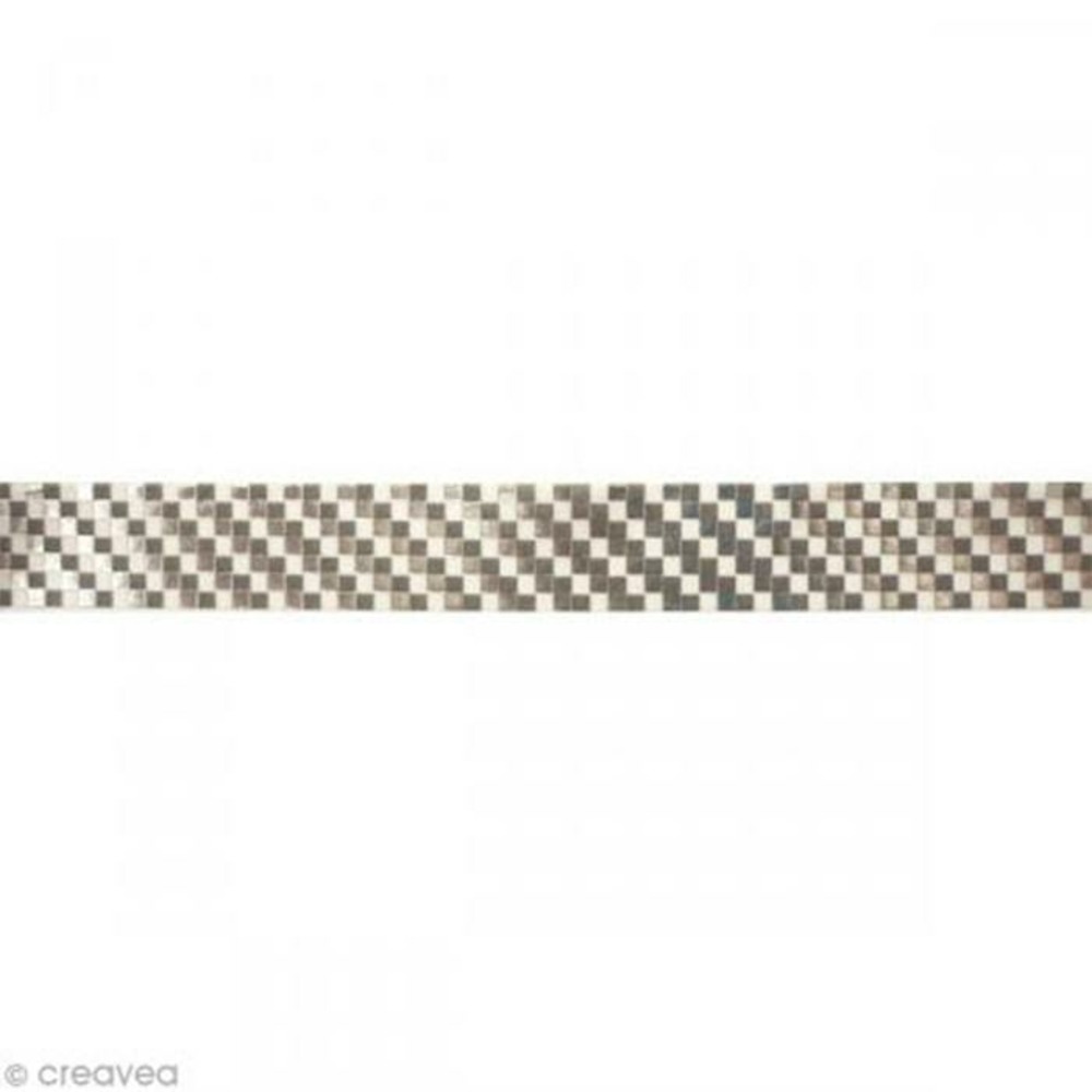 Masking tape 1,5 cm x 10 m - damier - argenté
