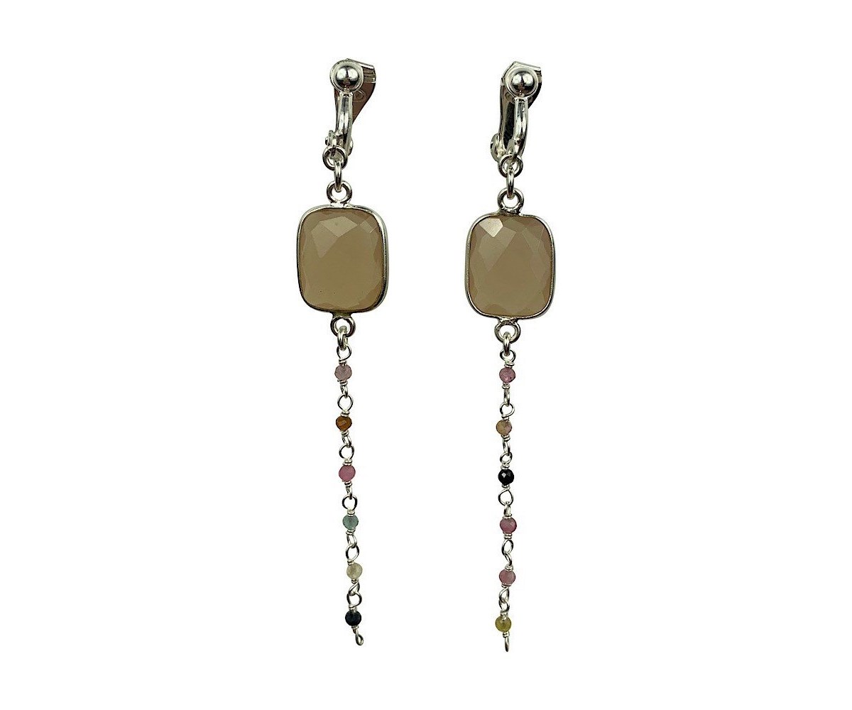 Boucles d'oreilles clips Navasana Argent