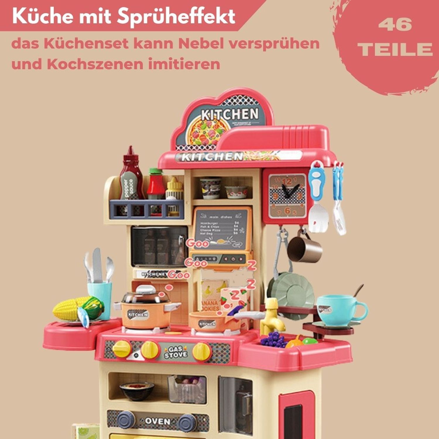 Coemo Kinderküche Joe Spielküche ROT mit viel Zubehör