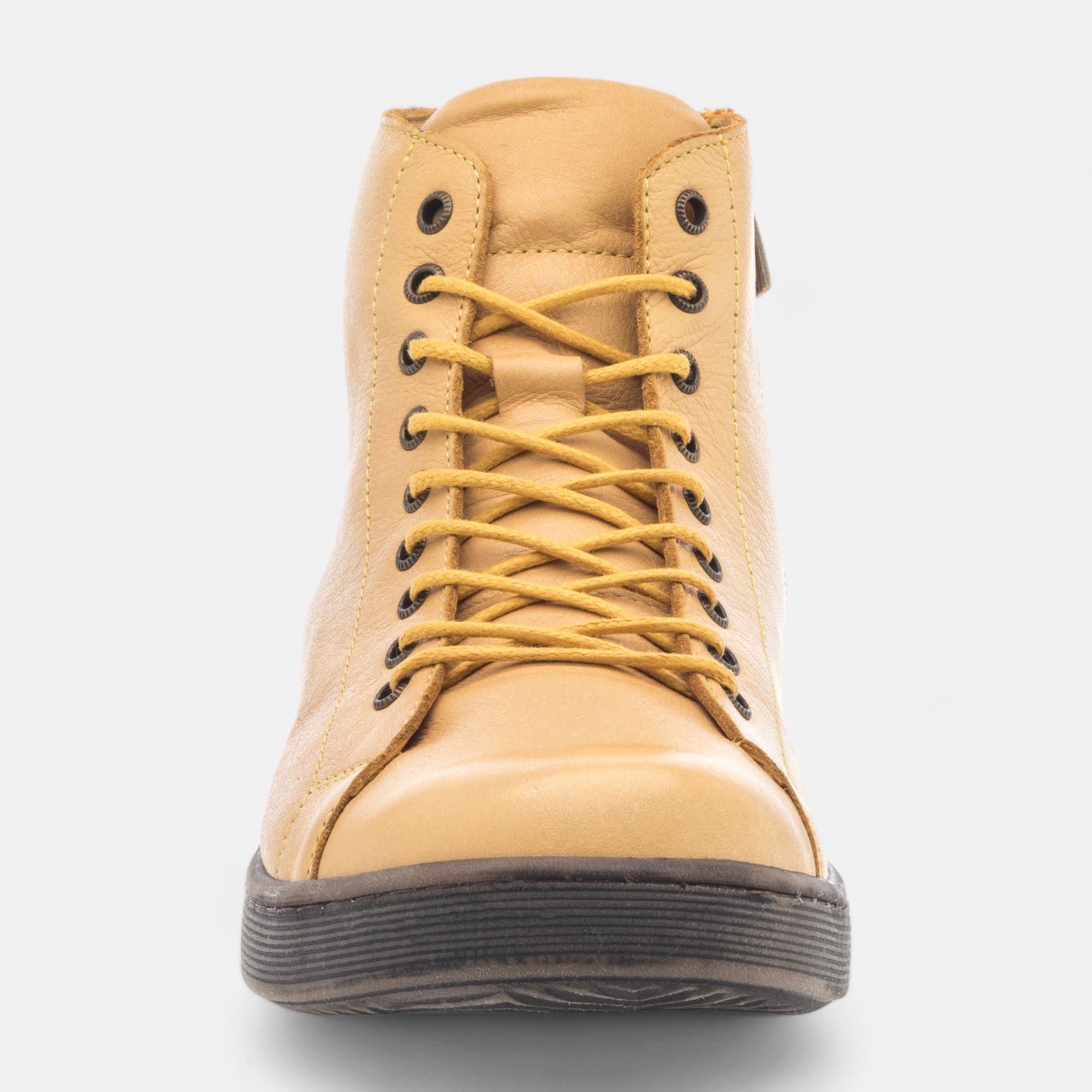 Baskets hautes Femme en cuir jaune
