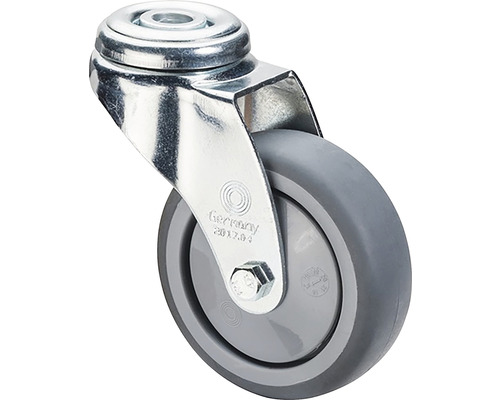 BS wielen zwenkwiel A301.A85.050 rubber Ø 50 mm tot 50 kg met achtergat