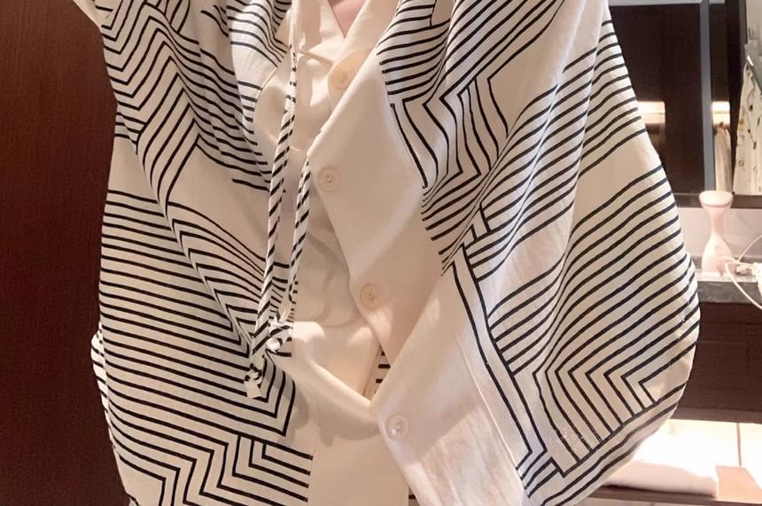 GOUB - Pyjamaset: shirt met lange mouwen, geometrische print en kraag + broek met rechte pijpen