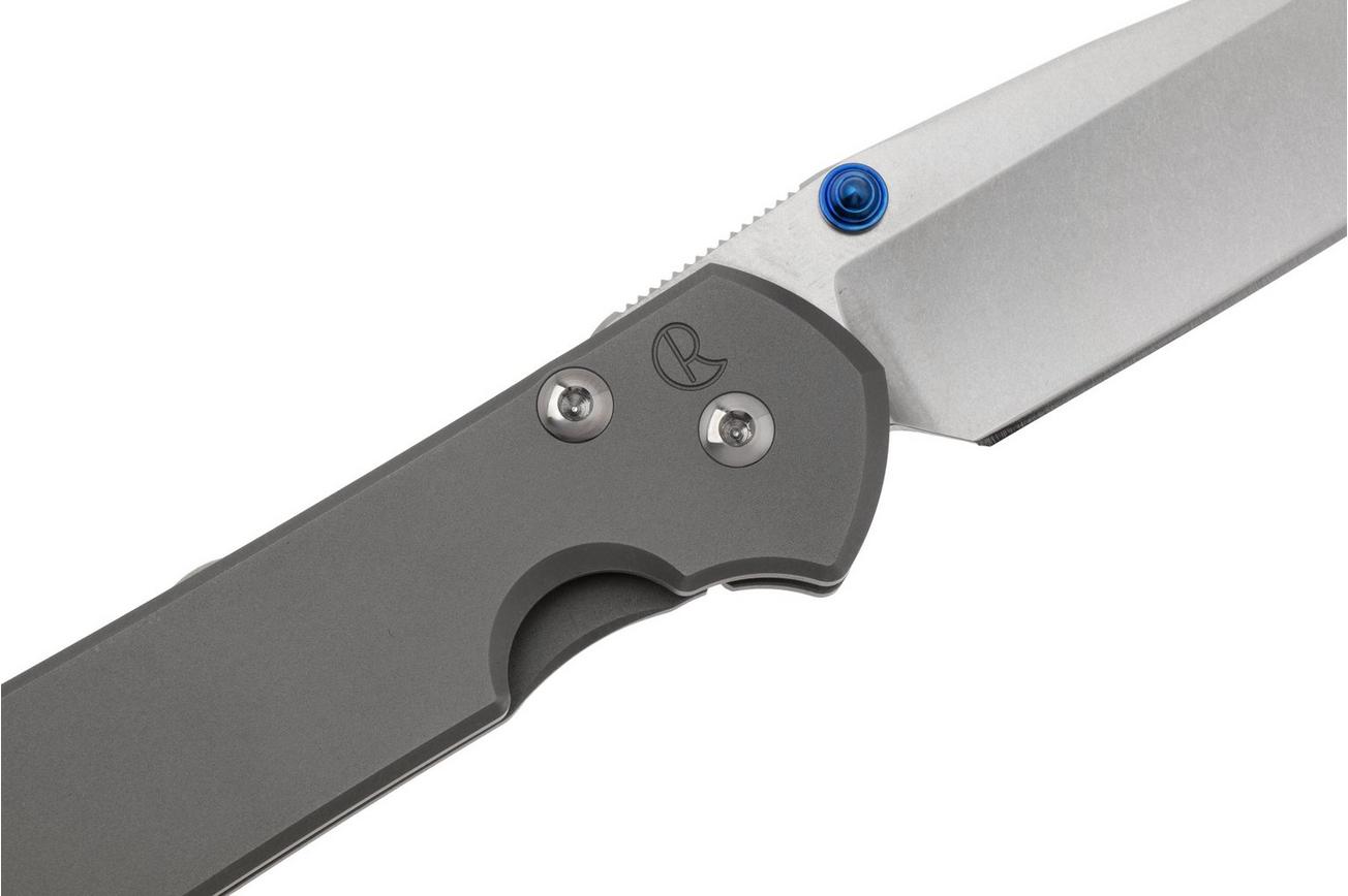Chris Reeve Small Sebenza 31 S31-1645, Stonewashed MagnaCut Droppoint, Plain Glass Blasted Titanium, linkshandig zakmes