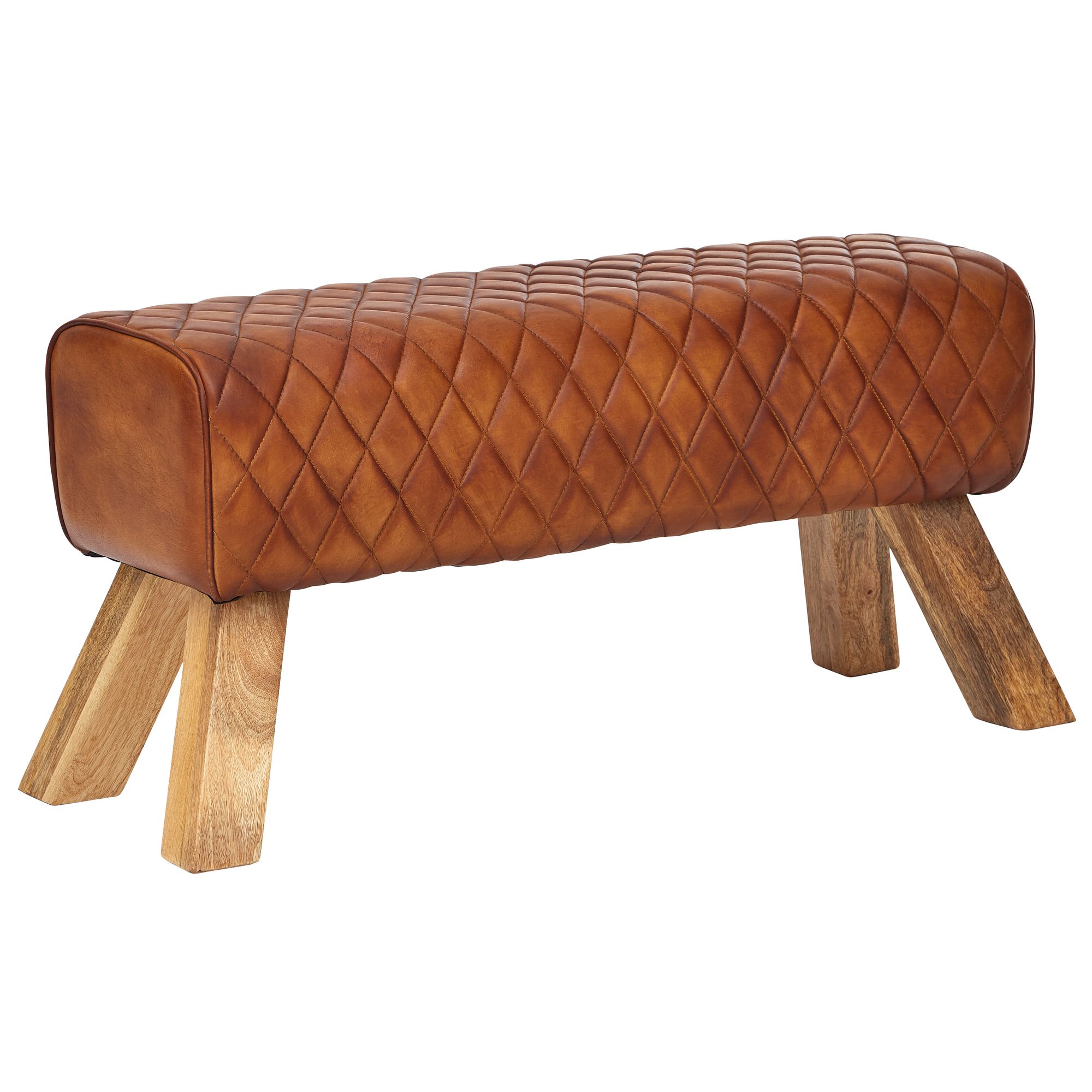 FineBuy Sitzbank Echtleder / Massivholz 89 cm Springbock Flurbank Lederbank Bank