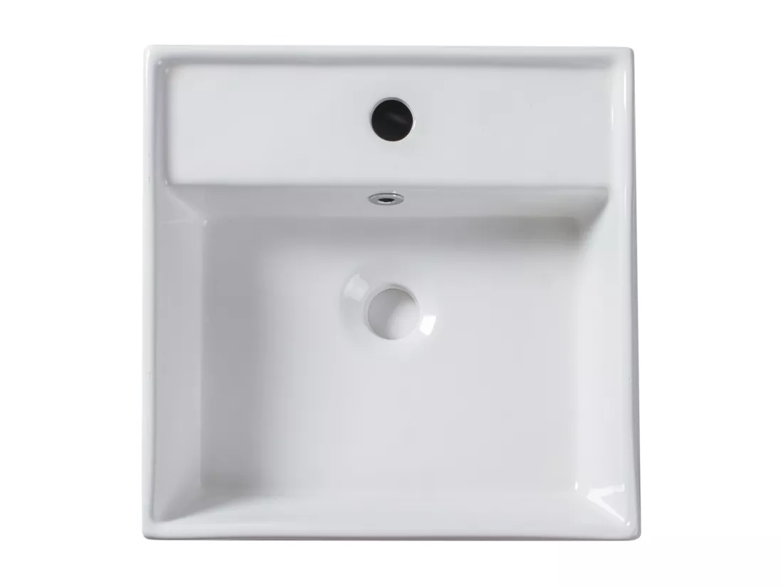 Vasque à poser carrée en céramique blanche - 41 cm - VERINI