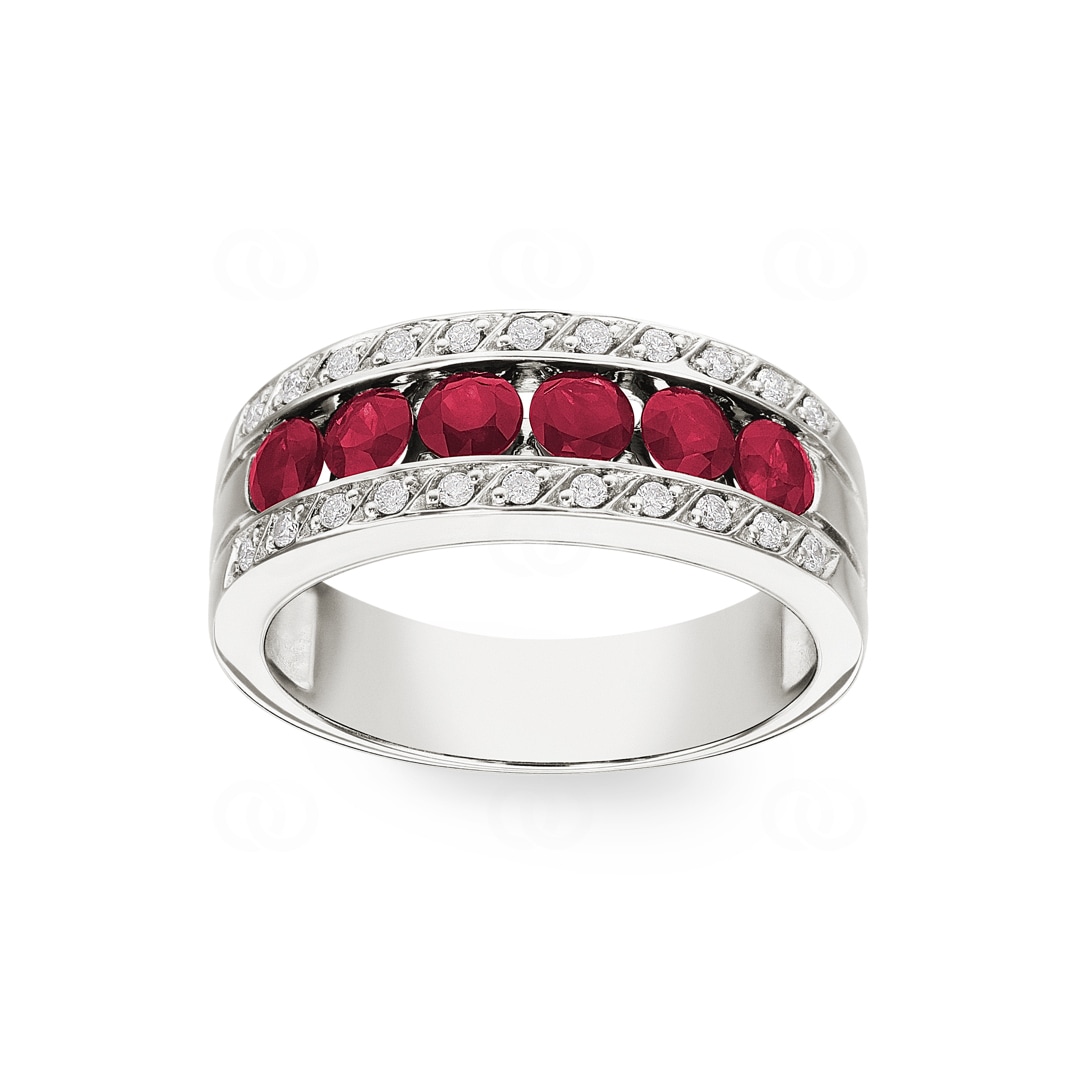Rubinring 750/18 K Weissgold mit Diamanten 0.14 ct H/si