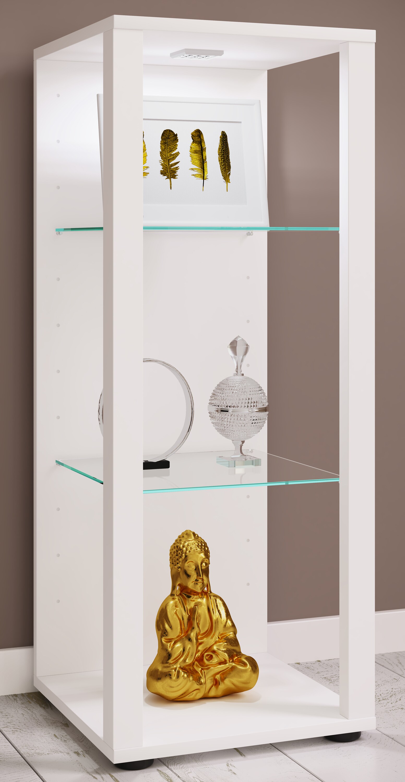 VCM Holz Glas Vitrine Sammelvitrine Glasvitrine Schaukasten Standvitrine Glasol M