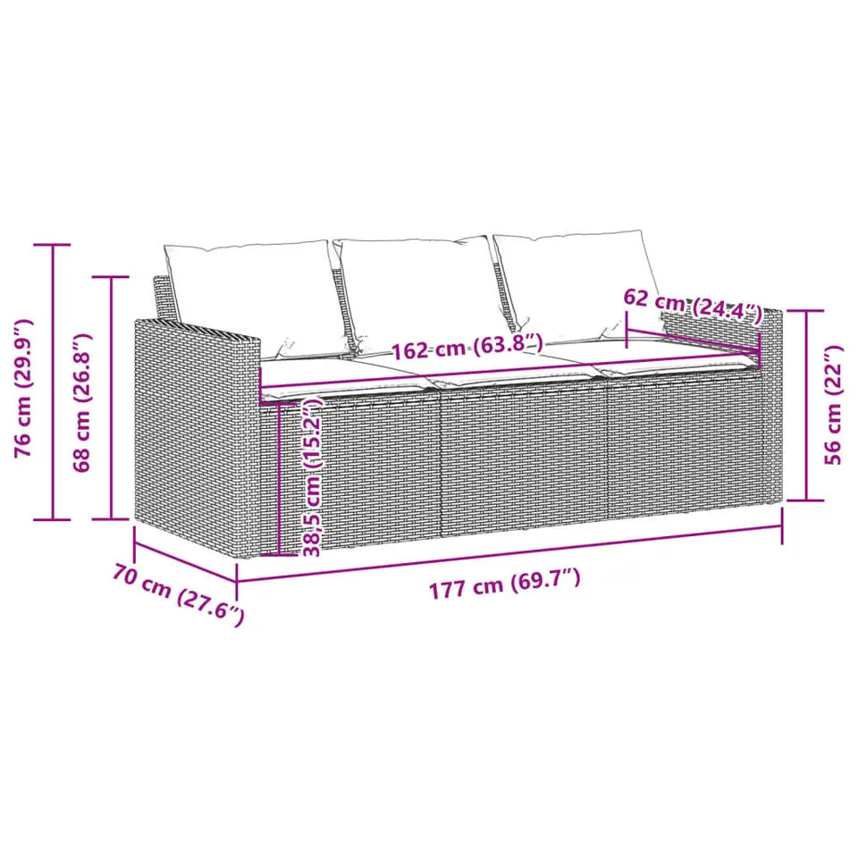 vidaXL - Tuinbank - Zwart - Poly rattan