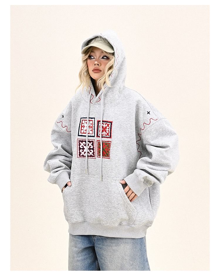 Iduna - Oversized hoodie met trekkoord en print