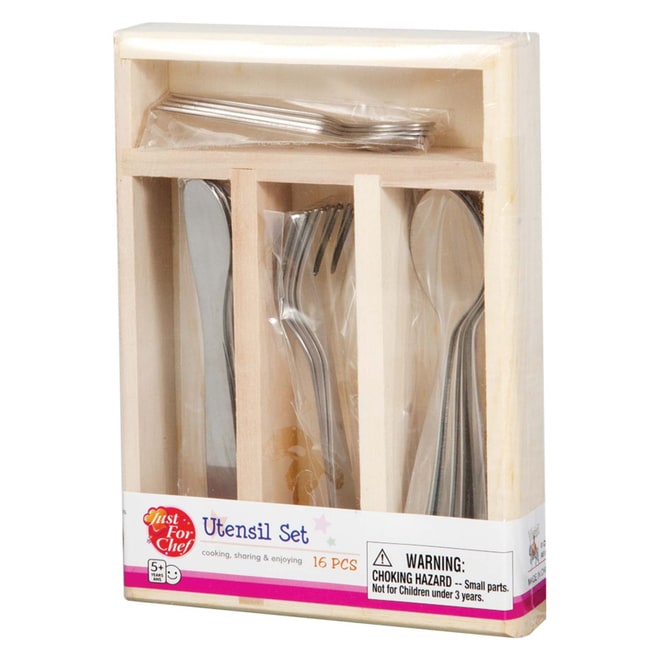 Besteckkasten aus Holz mit Besteck, 16-teilig