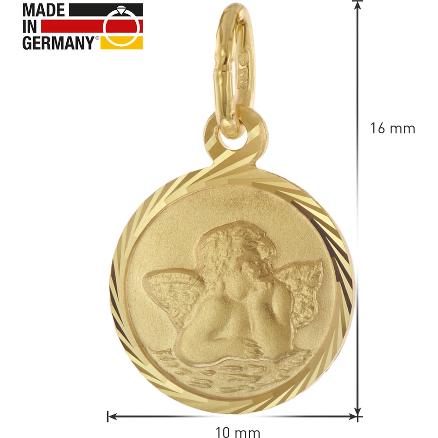 trendor Kinder-Anhänger Gold 333 Schutzengel mit vergoldeter Silberkette gold