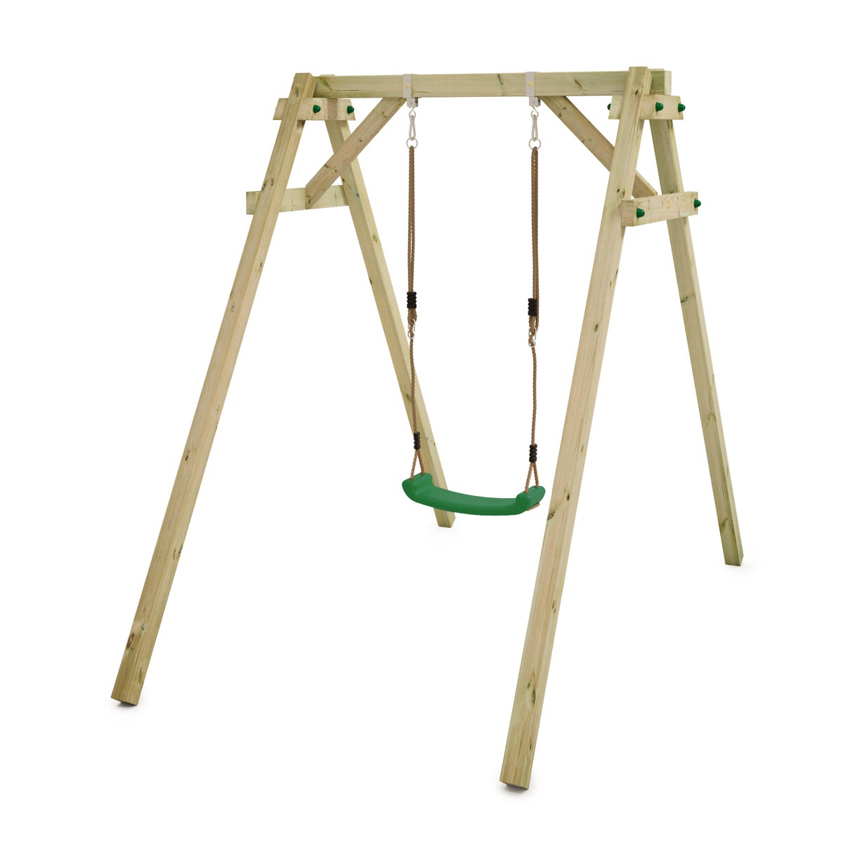 WICKEY Kinderschommelset Smart One Schommel met Schommelzitje, Schommelframe, Enkele Schommel, Houten Schommel - Groen