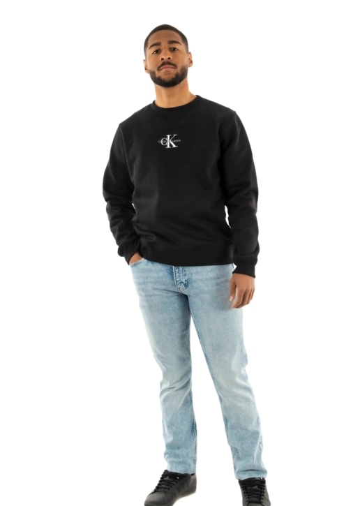 Sweat calvin klein jeans monologo crew beh black