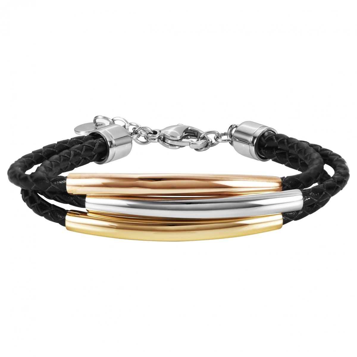 Bracelet souple multi-motifs en Acier 316L - tricolore brillant