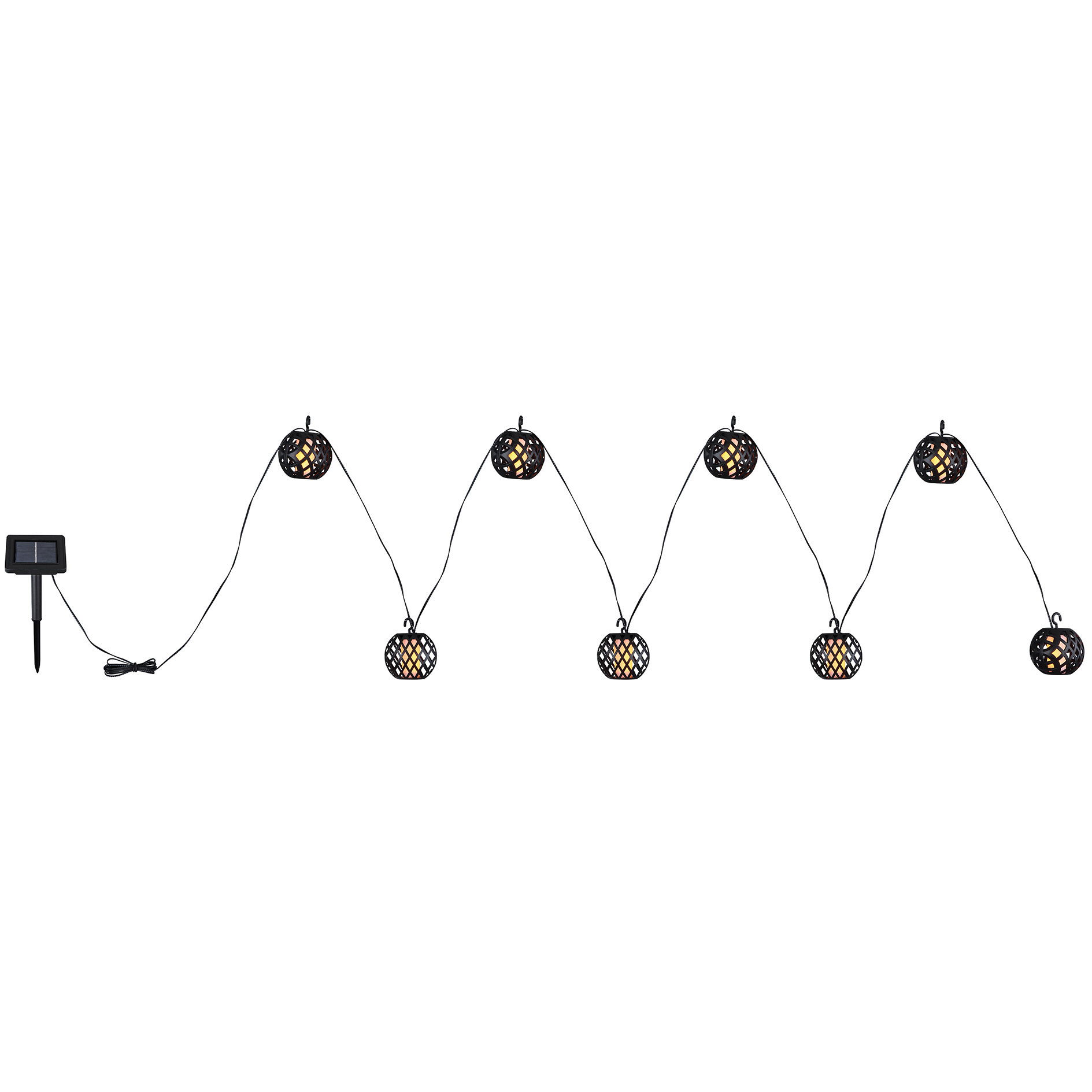 Solar-LED-Lichterkette - schwarz - Flammeneffekt - 410 cm