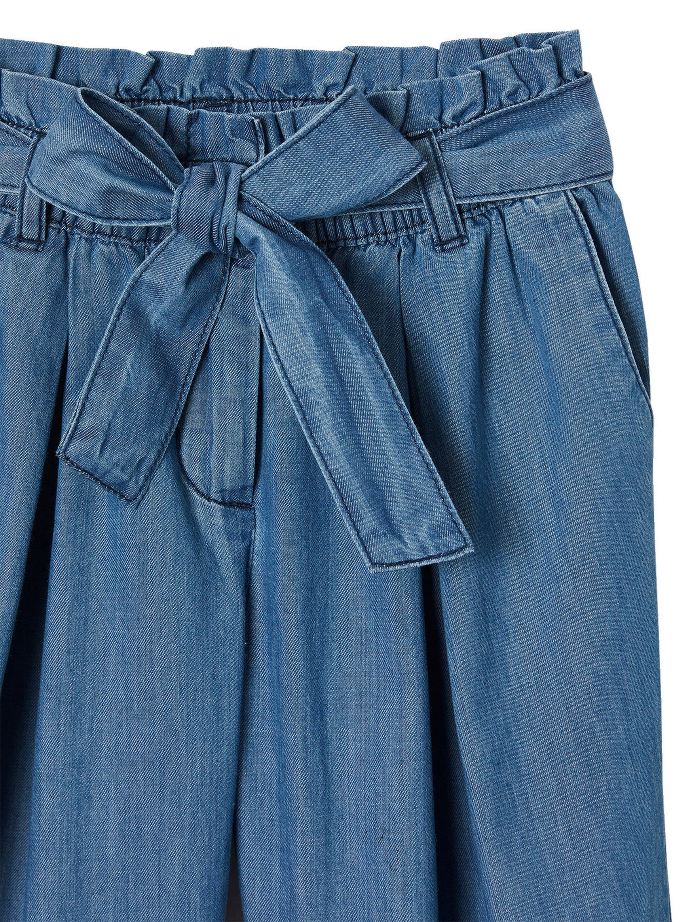 Vertbaudet Mädchen Paperbag-Jeans, 3/4-Bein, Bundweite verstellbar mittelblau
