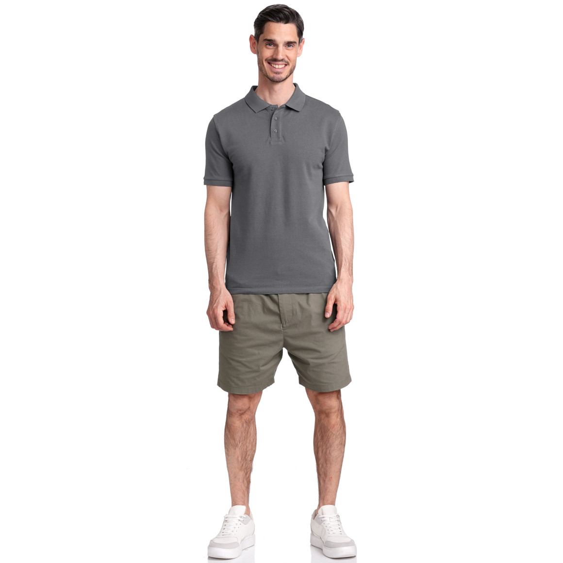 VanVaan Herren Poloshirt in Piqué-Qualität dunkelgrau