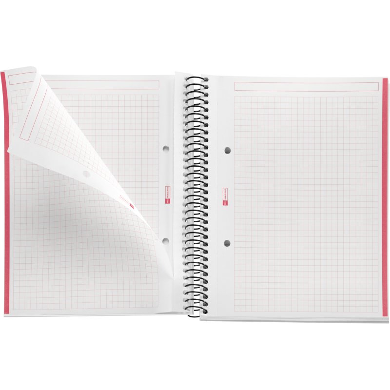 Notebook The Original, Couverture souple, A5, quadrillage 5x5 mm, 80 feuilles de 1 couleur, Miquelrius, Rouge.