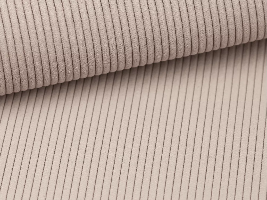 Pouf en velours côtelé beige TEODORA
