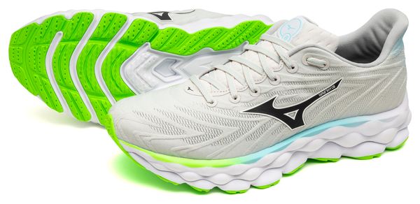 Chaussures Running Mizuno Wave Sky 8 Blanc/Bleu/Vert Homme
