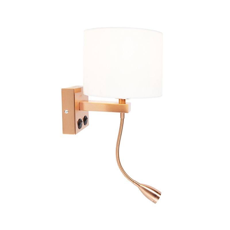 Art deco wandlamp koper met witte kap - Brescia