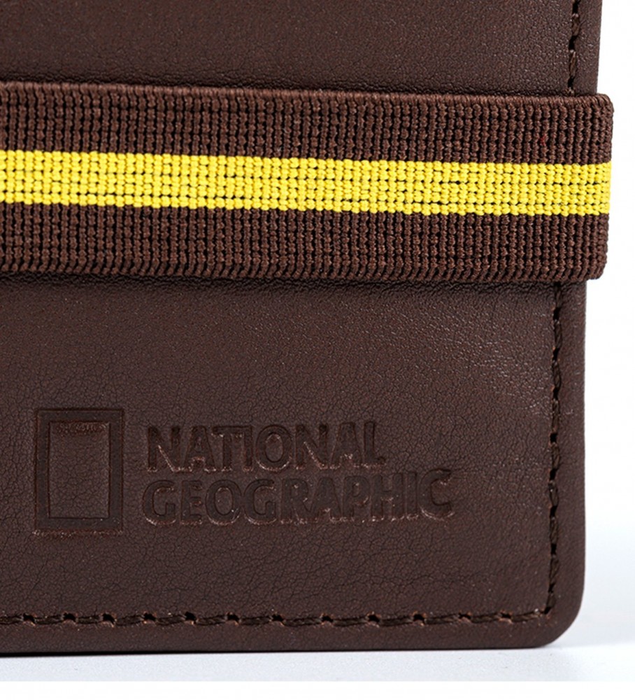 Carteira National Geographic Jupiter em couro marrom - 2x10,5x8cm -