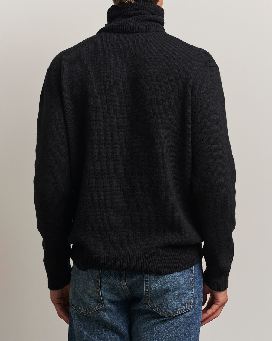 Baracuta Flag Logo Wool Turtleneck Black