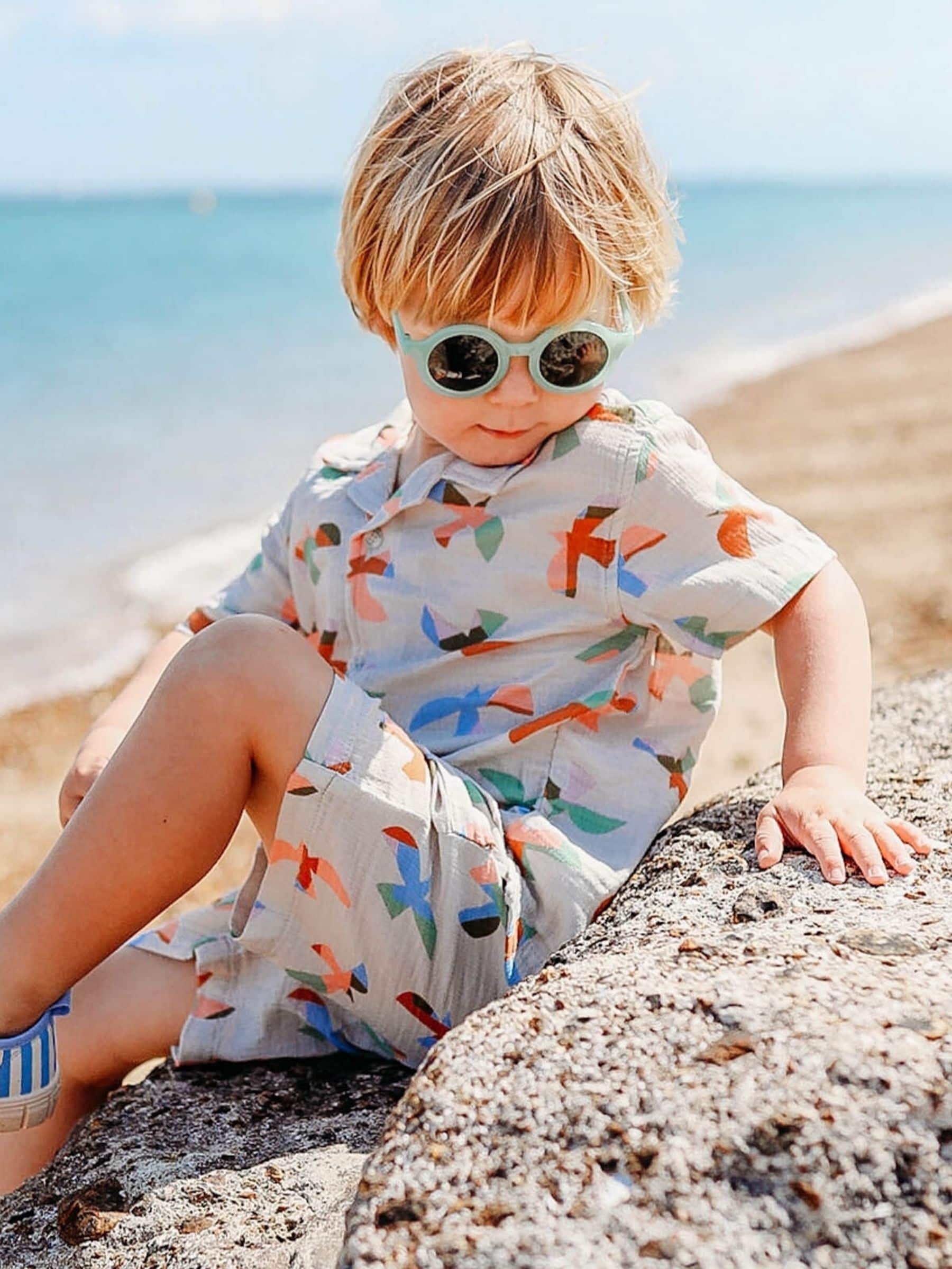 KIDLY BY MORI Cream Bird Print Cotton Muslin Shorts