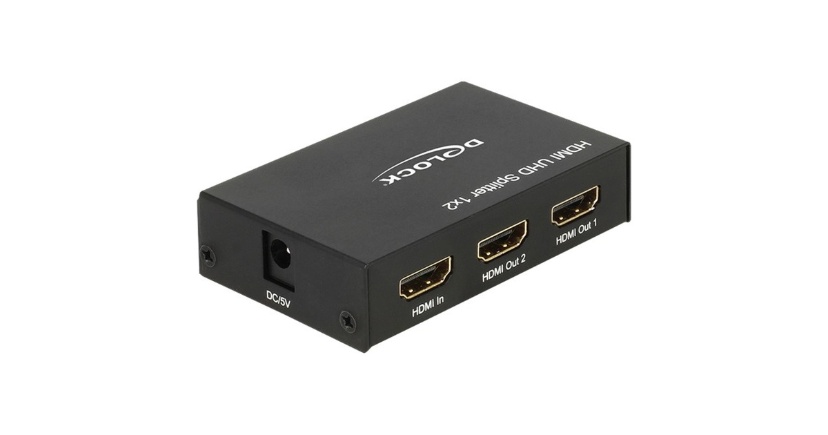 DeLOCKHDMI Ultra HD Splitter 1 x HDMI in > 2 x HDMI out 4K splitter & switches  (Zwart)